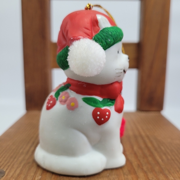 Vintage Jolly Jingles Hand Painted Porcelain Bisque Cat Bell Ornament 3"x2" - Picture 2 of 12